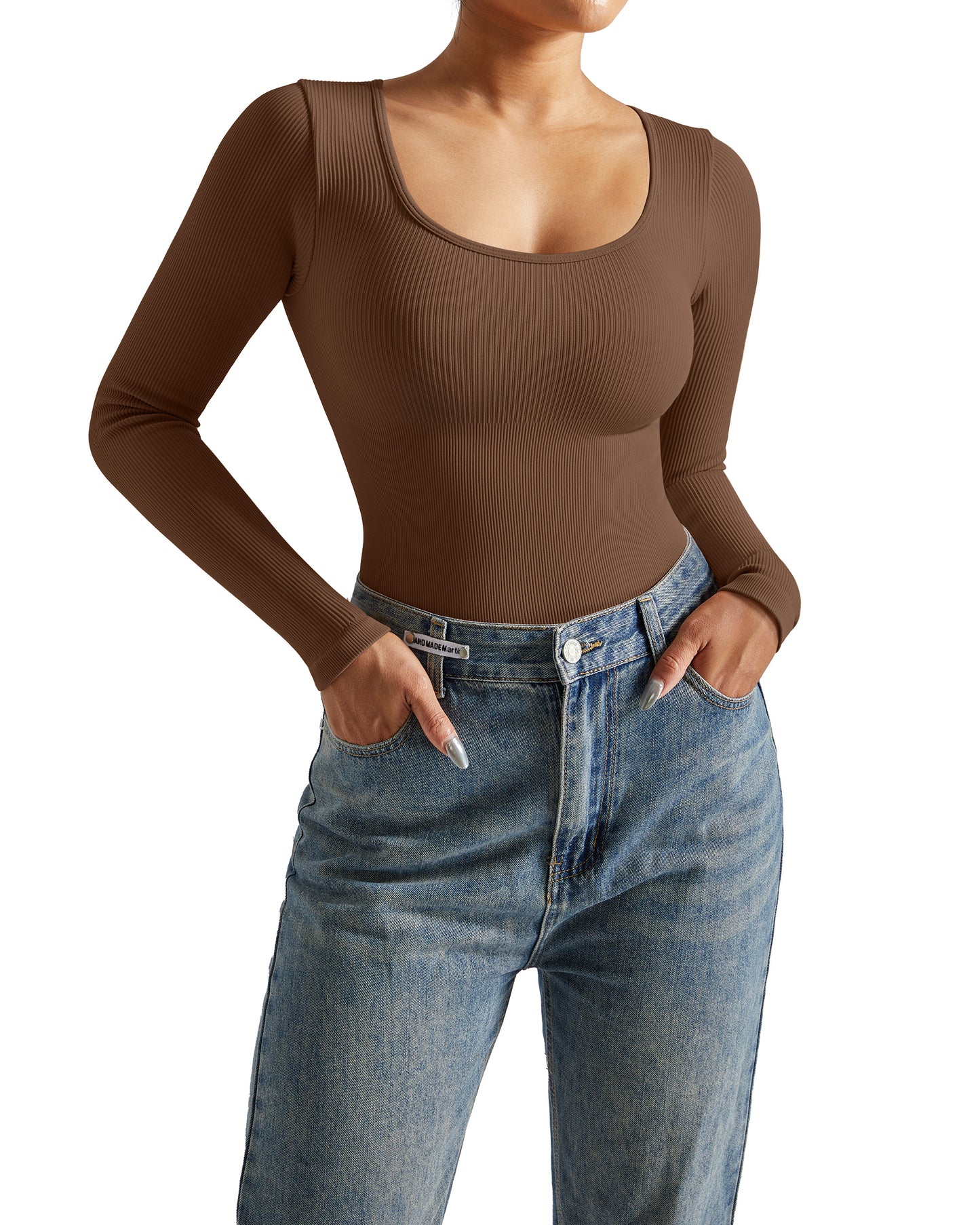 Long Sleeve Ribbed Snatching Bodysuit